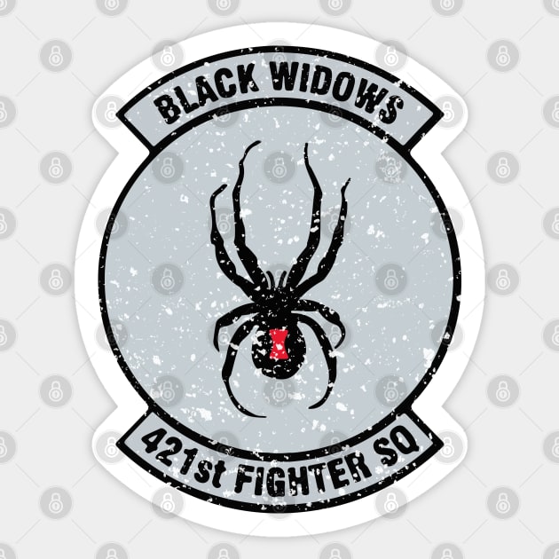 421st Fighter SQ "Black Widows" Vintage Insignia Sticker by Mandra